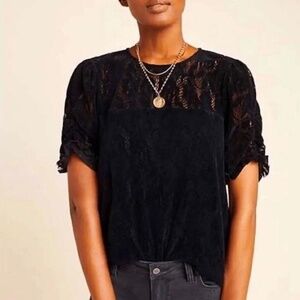 Anthropologie Black Velvet Top